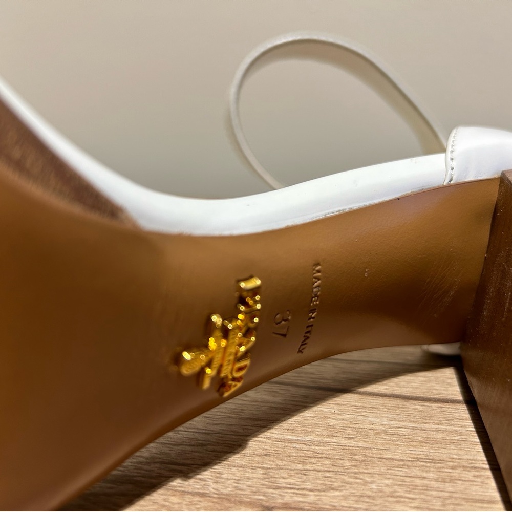 Prada Block Heel White Sandals - Picture 7 of 9